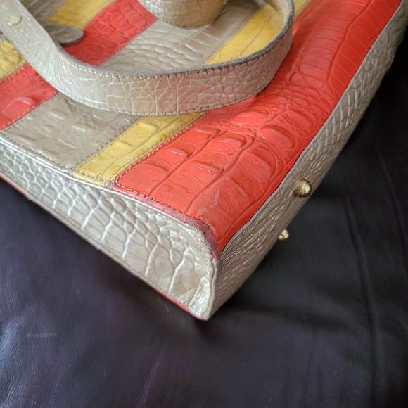 Orange and Yellow Striped Satchel Bag - Picture 4 of 13